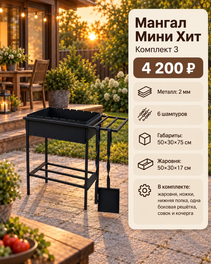 Мангал Мини Хит — Комплект 3
