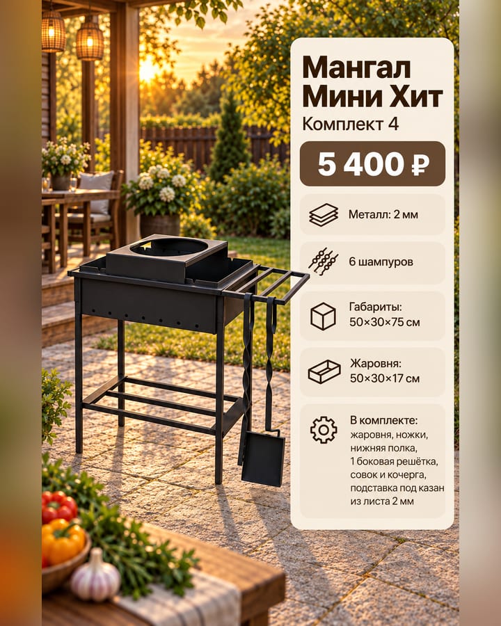 Мангал Мини Хит — Комплект 4