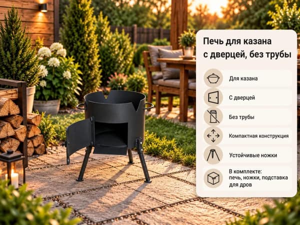 Печь для казана с дверцей