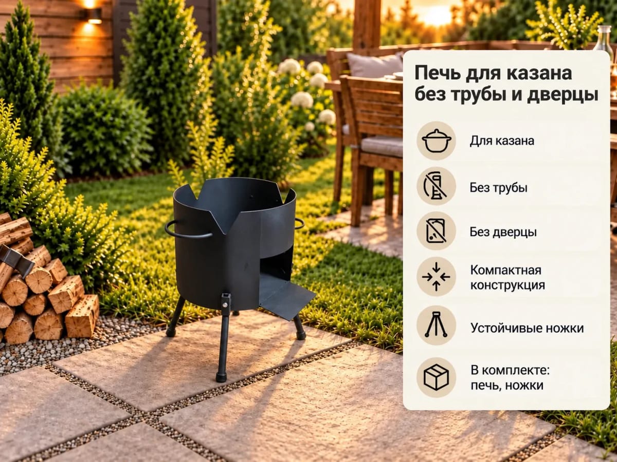 Печь для казана без трубы и дверцы
