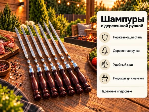Шампуры с деревянной ручкой